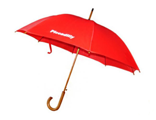 Red Color Advertising Wooden Rain Umbrella